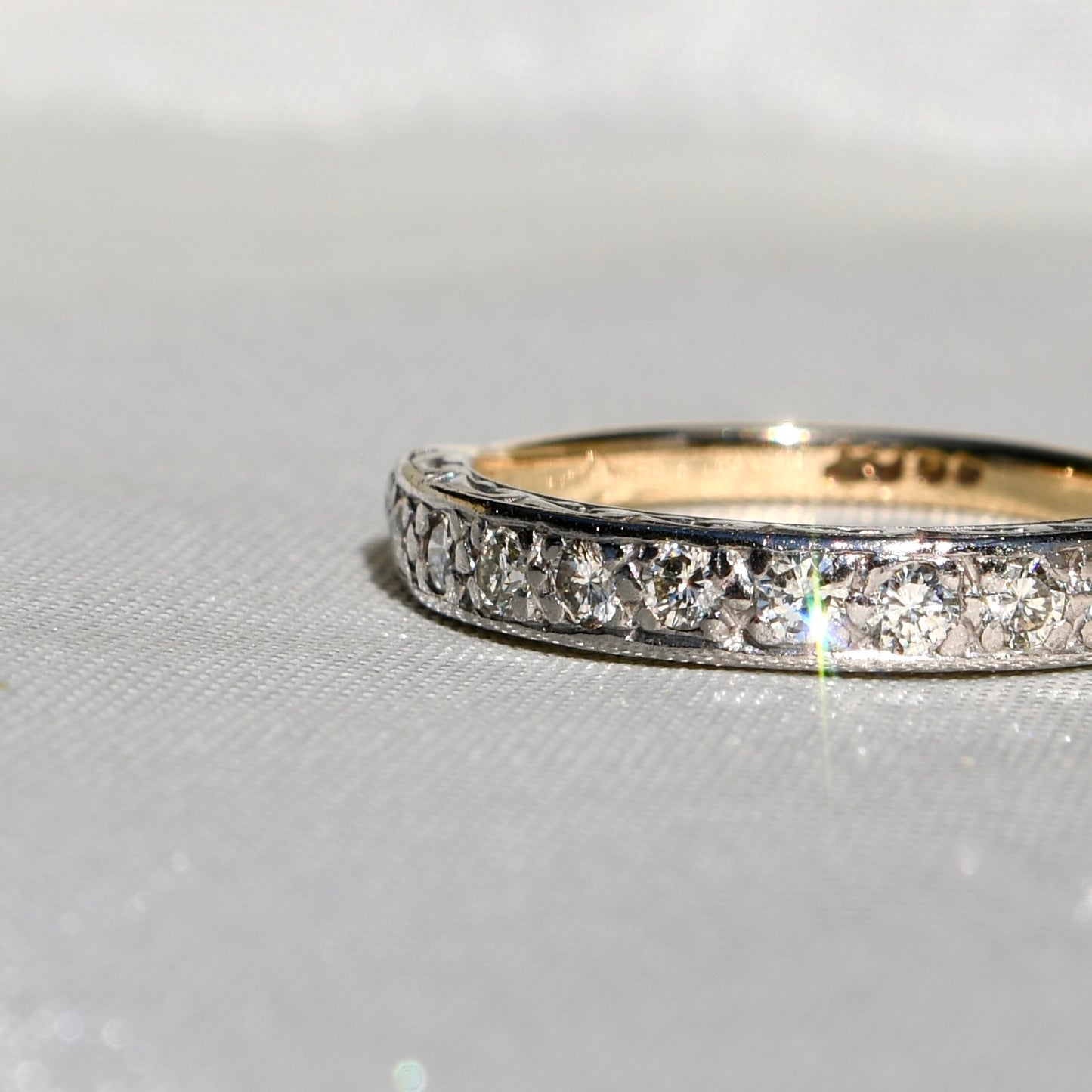 Antique 0.36 ct half hoop diamond band ring