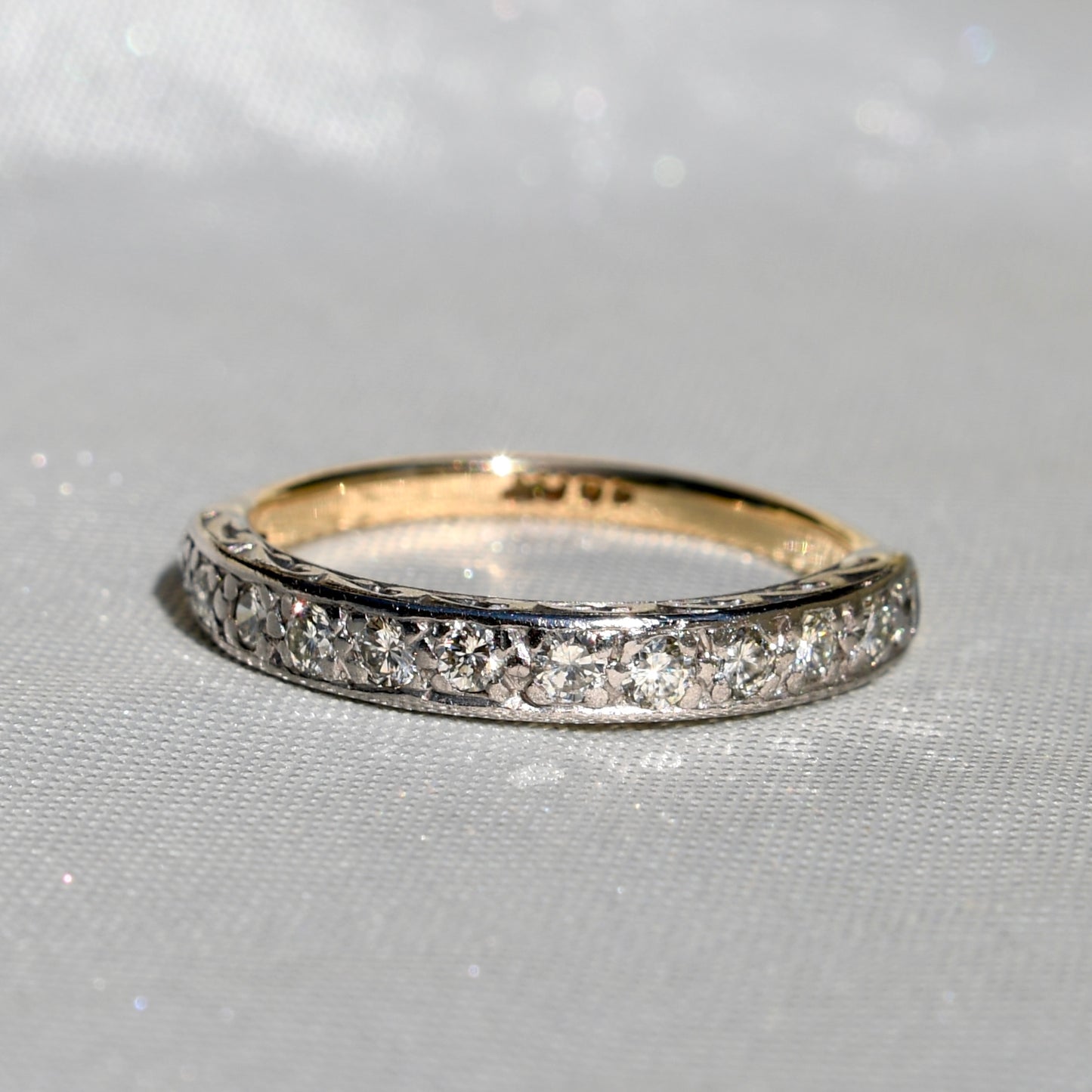 Antique 0.36 ct half hoop diamond band ring