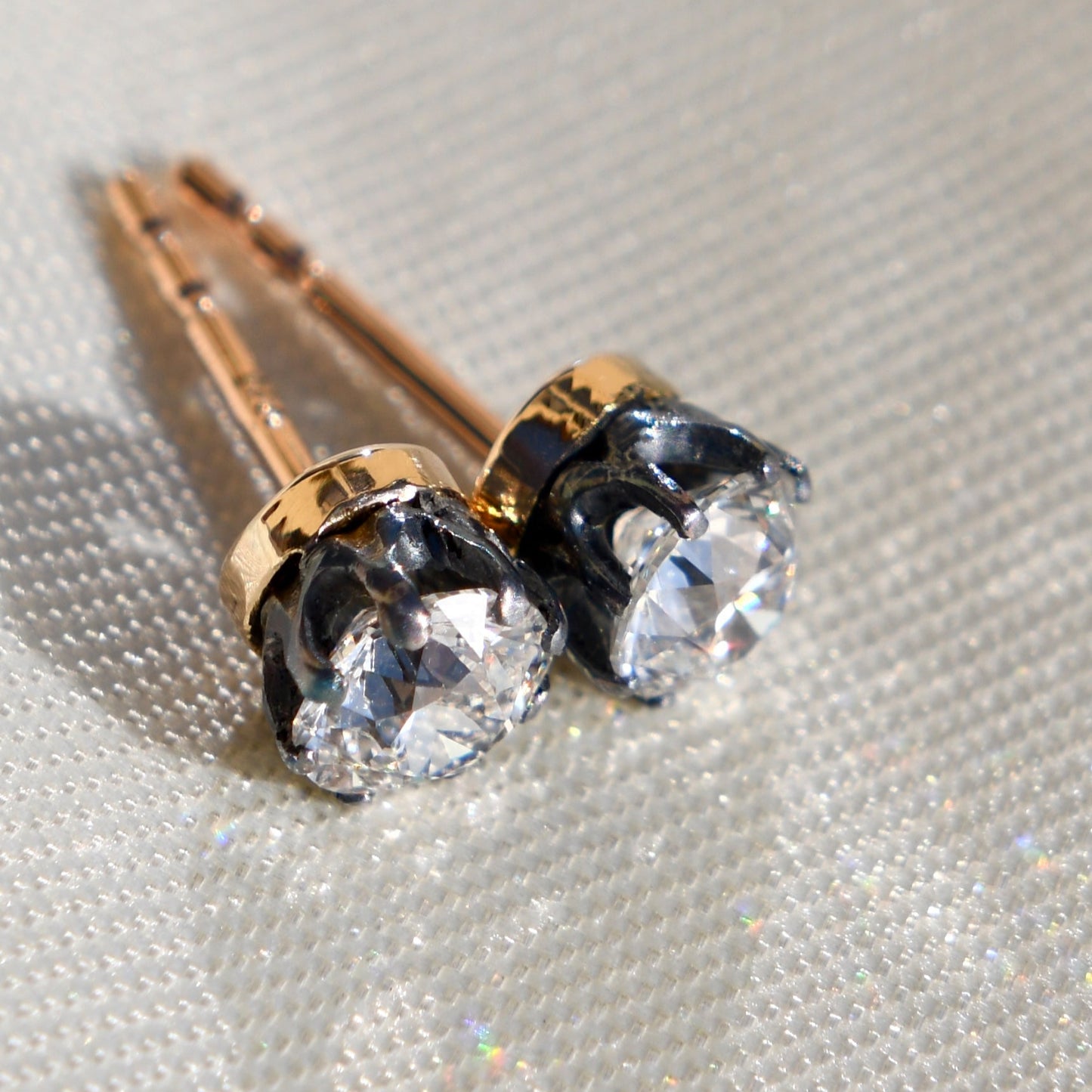 0.81 ct old European cut diamond studs