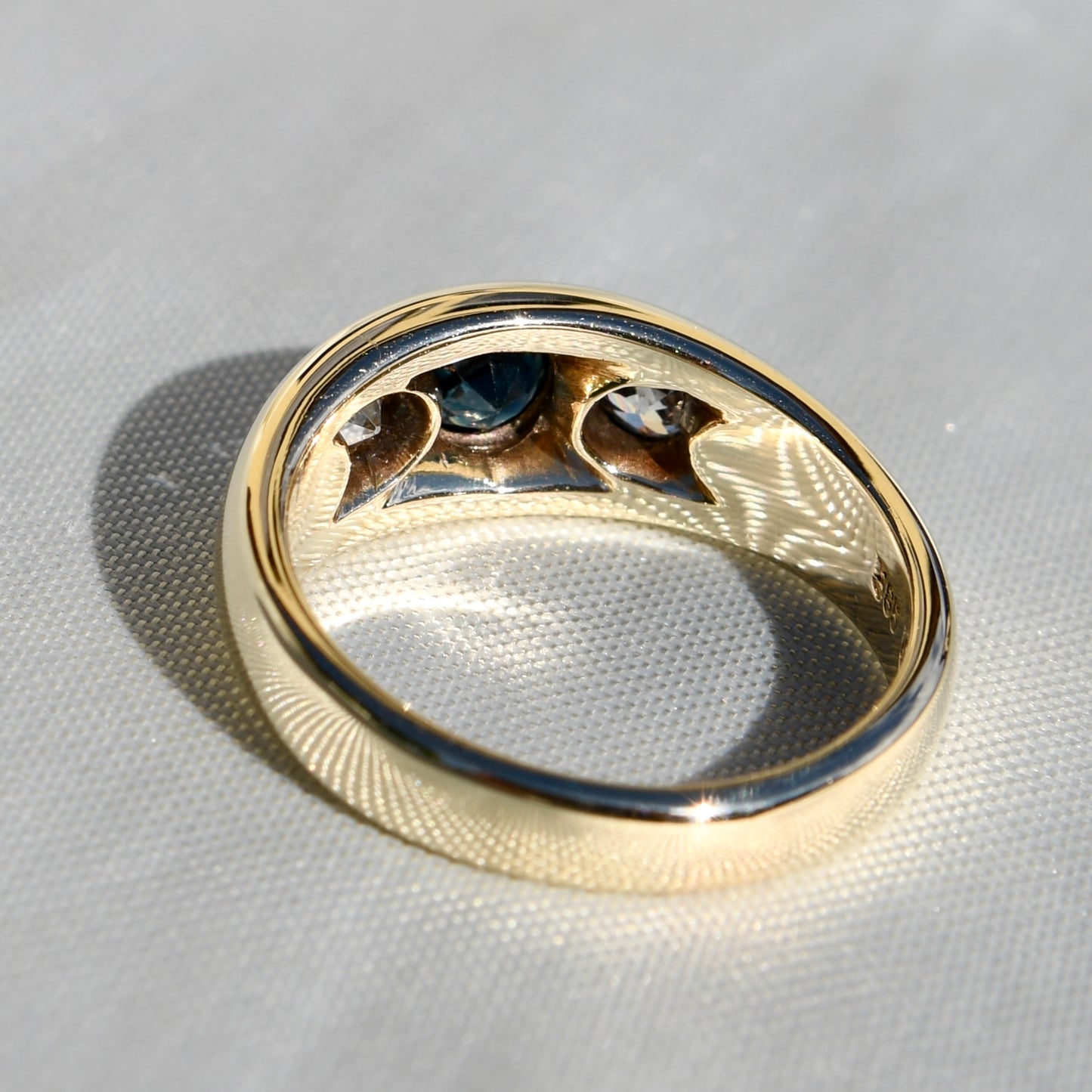 Vintage sapphire and 0.48 ct old European cut diamond band ring