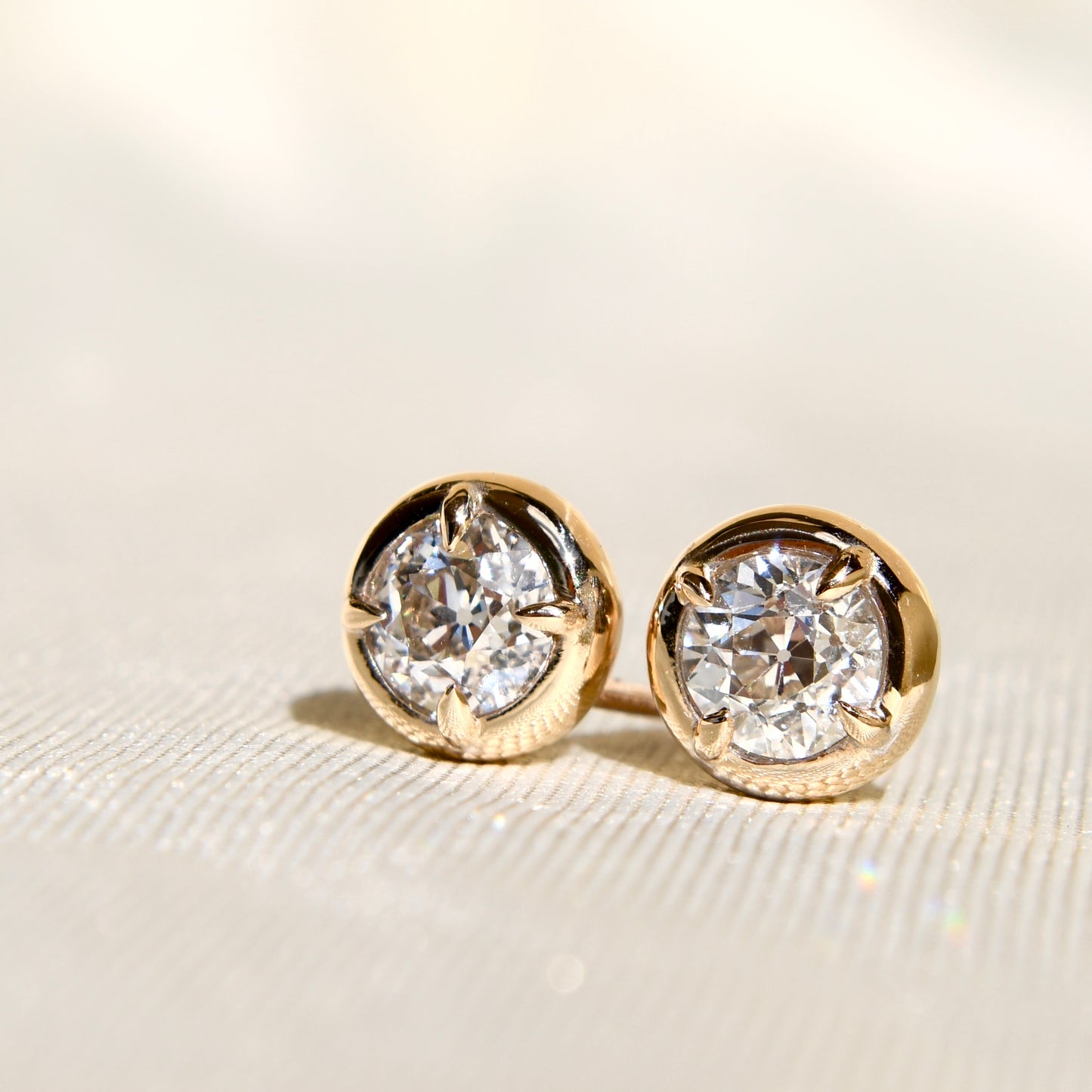 1.25 ct old European cut diamond studs