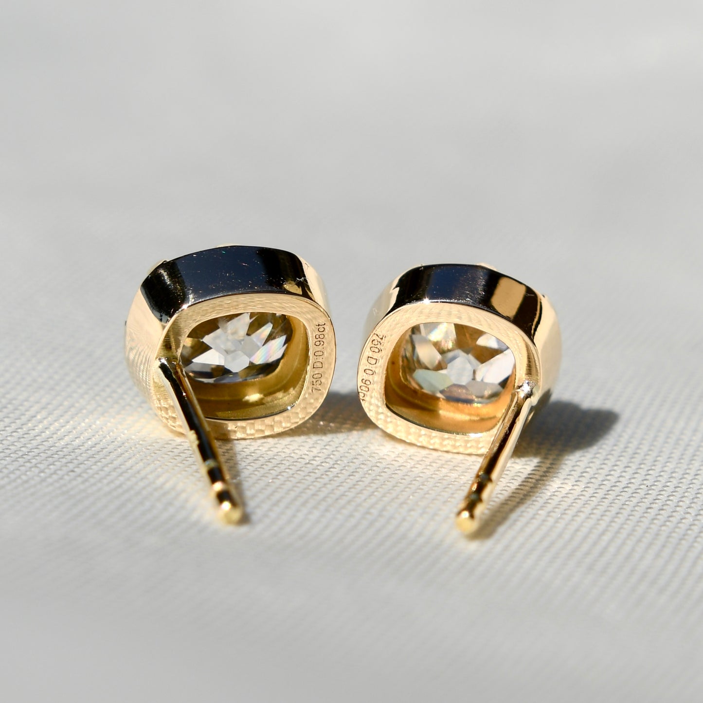 1.88 ct old mine cut diamond studs