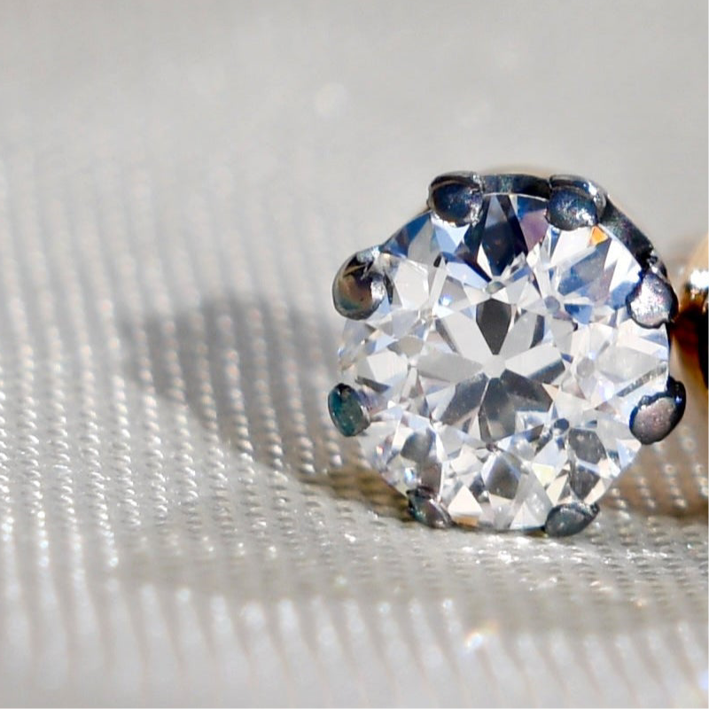 0.81 ct old European cut diamond studs