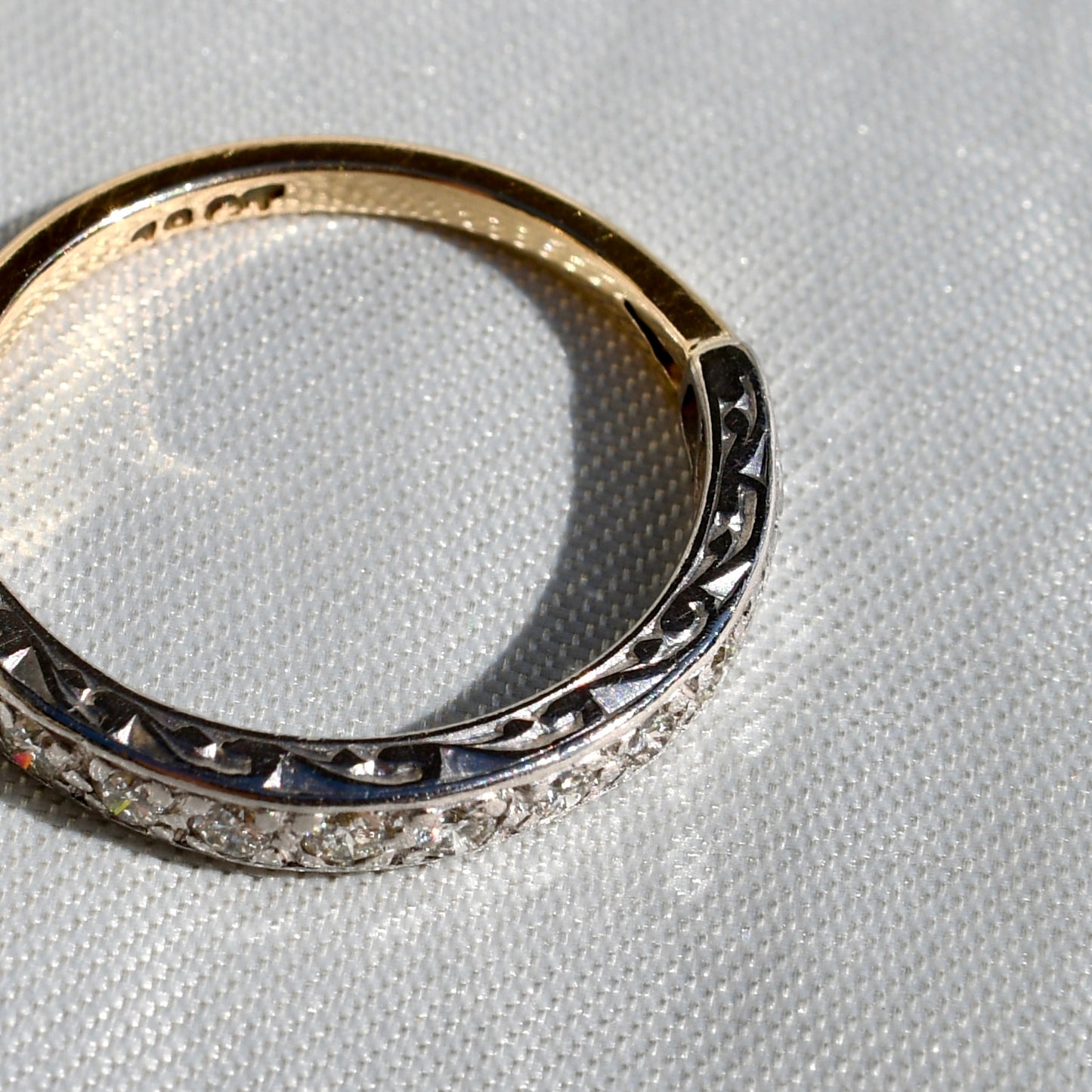 Antique 0.36 ct half hoop diamond band ring