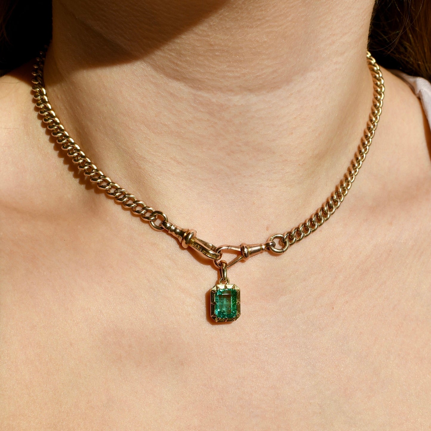 Antique 9k rose gold watch chain, 15.5"