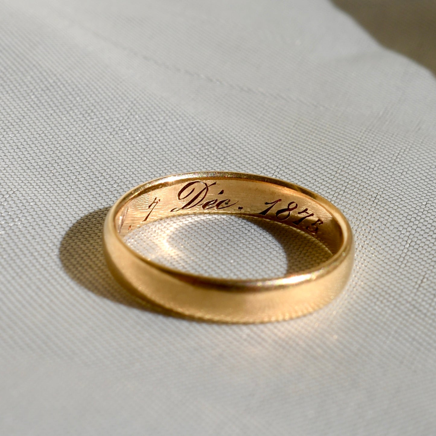 Antique wedding band, inscribed December 7, 1875