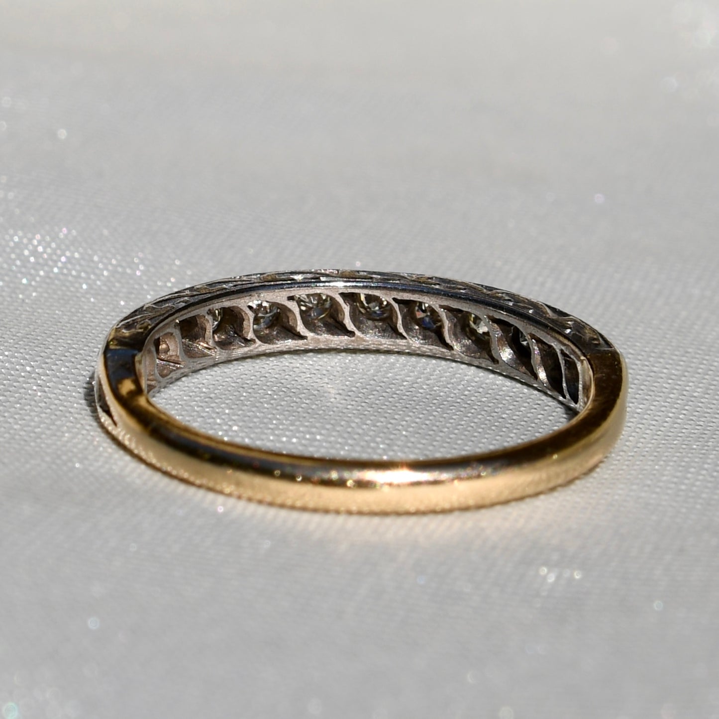 Antique 0.36 ct half hoop diamond band ring