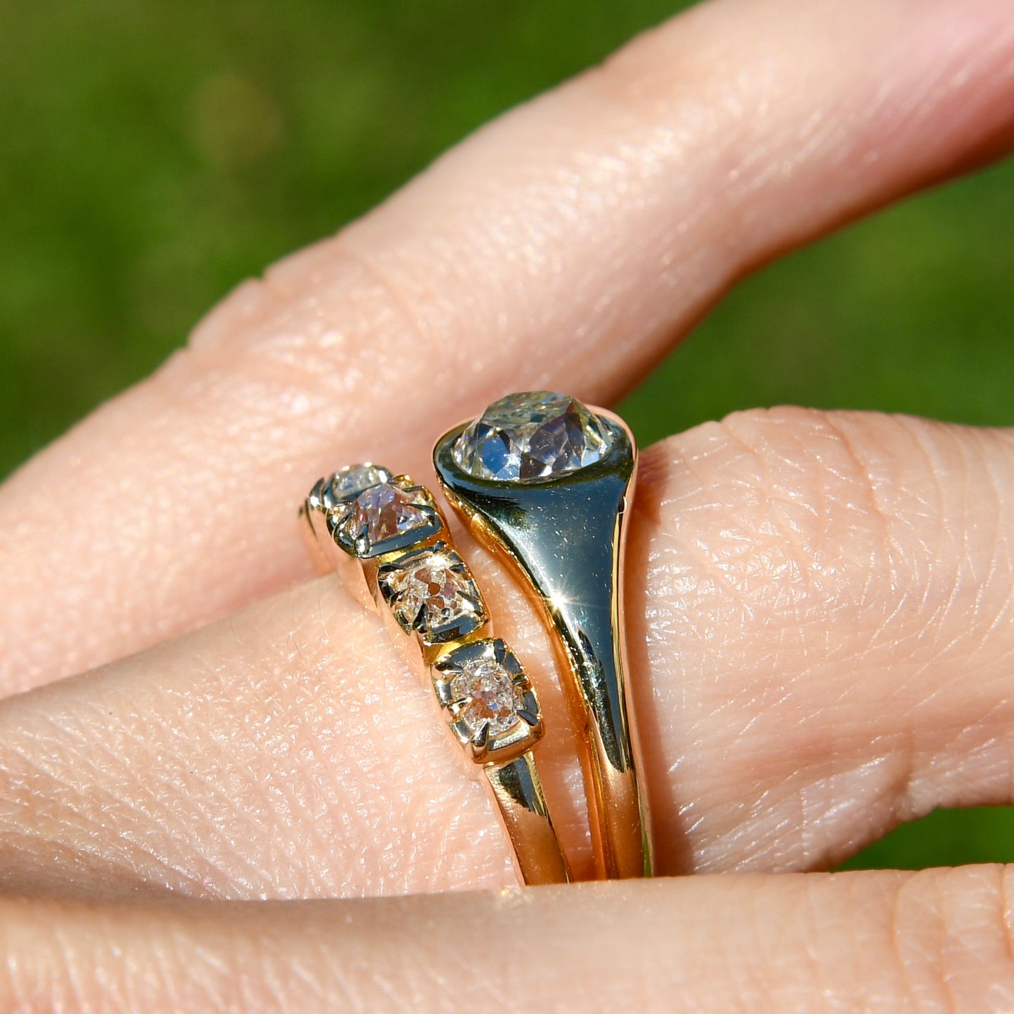 1.06 ct old mine cut diamond solitaire ring