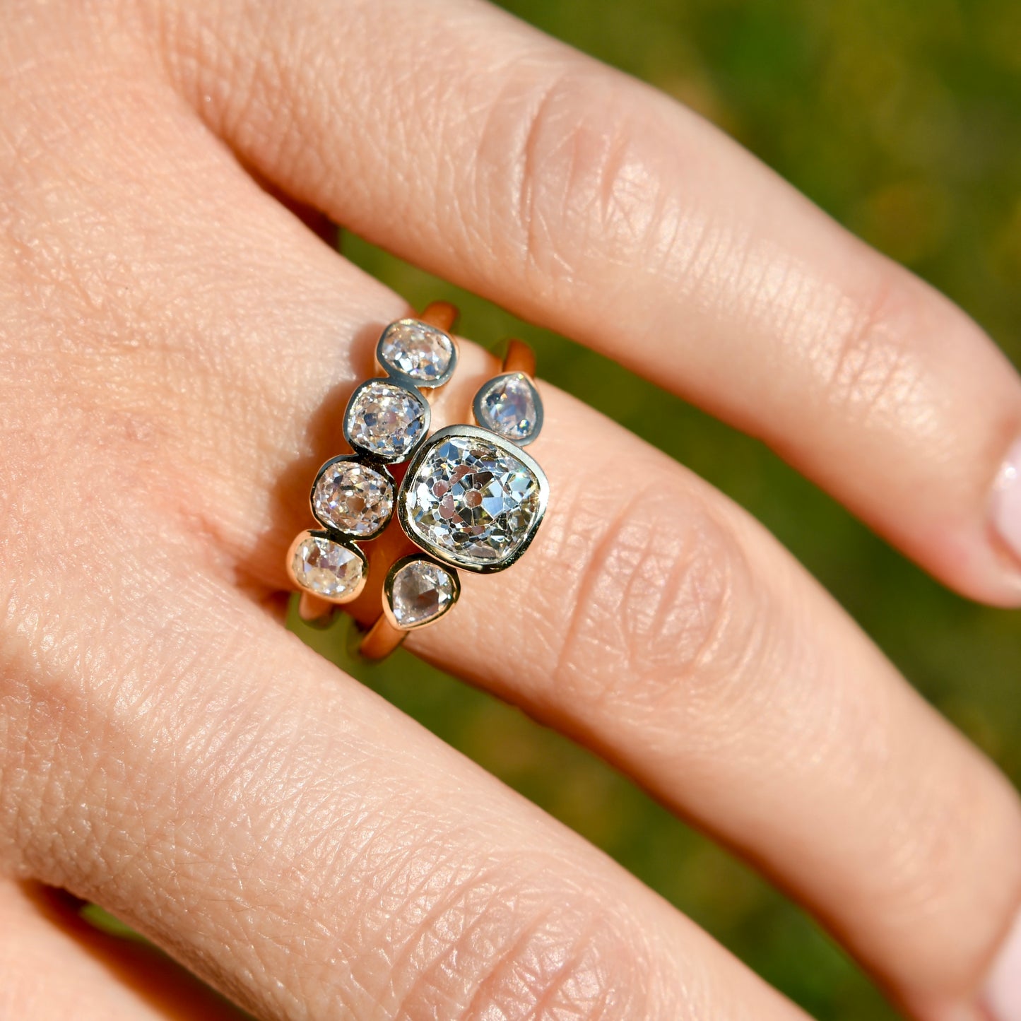 Installment 7/7 - 1.12 ct old mine cut diamond four stone ring
