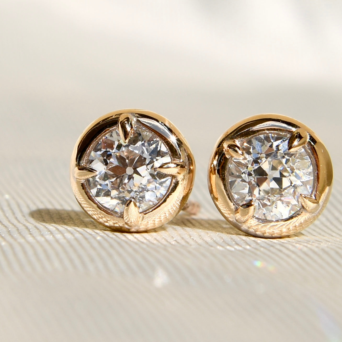 1.25 ct old European cut diamond studs