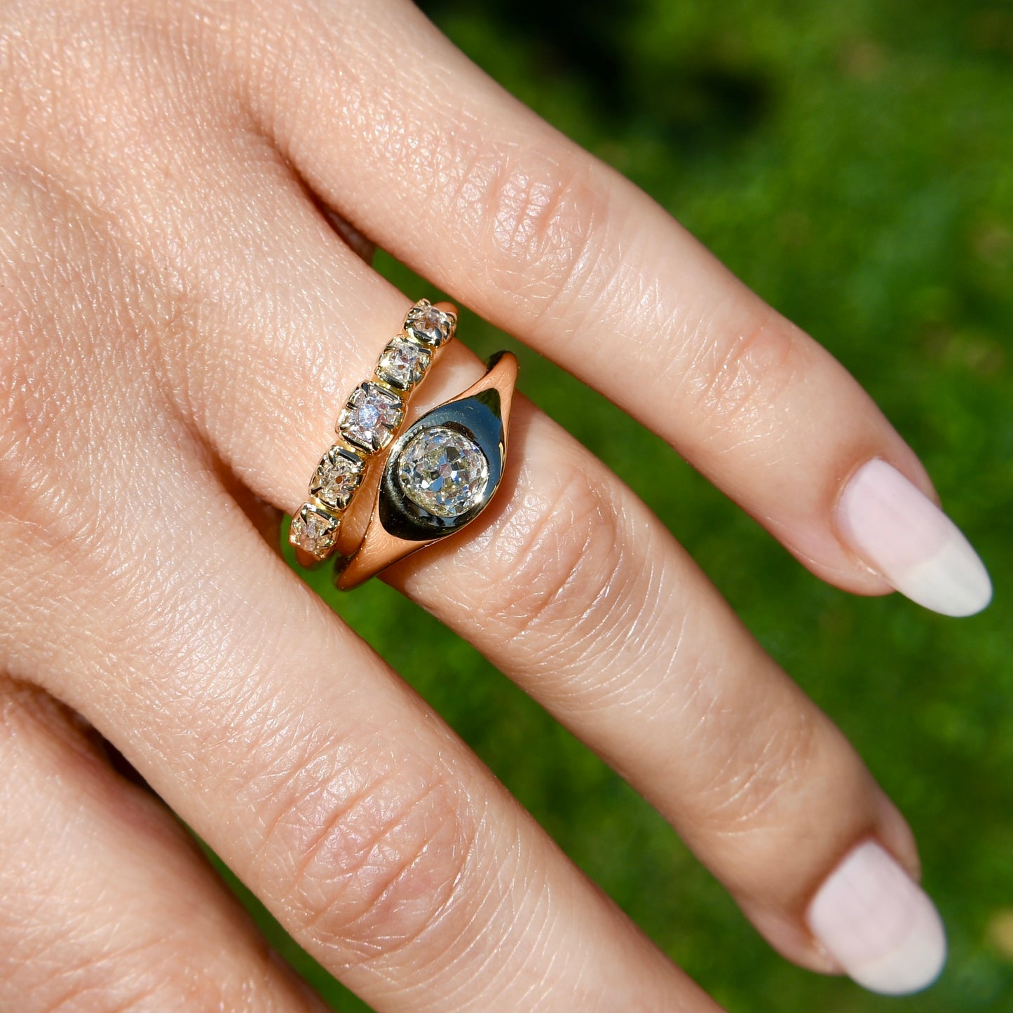 1.06 ct old mine cut diamond solitaire ring