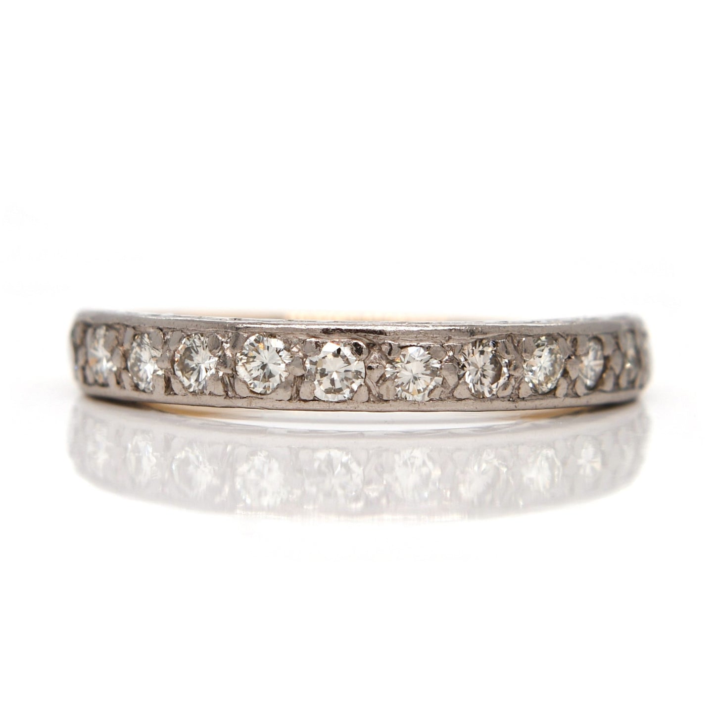 Antique 0.36 ct half hoop diamond band ring