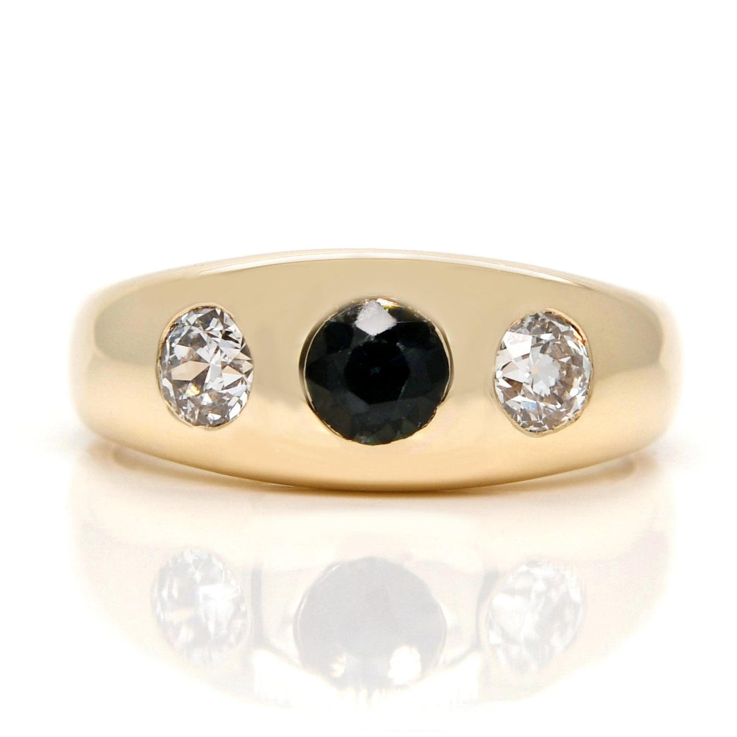 Vintage sapphire and 0.48 ct old European cut diamond band ring