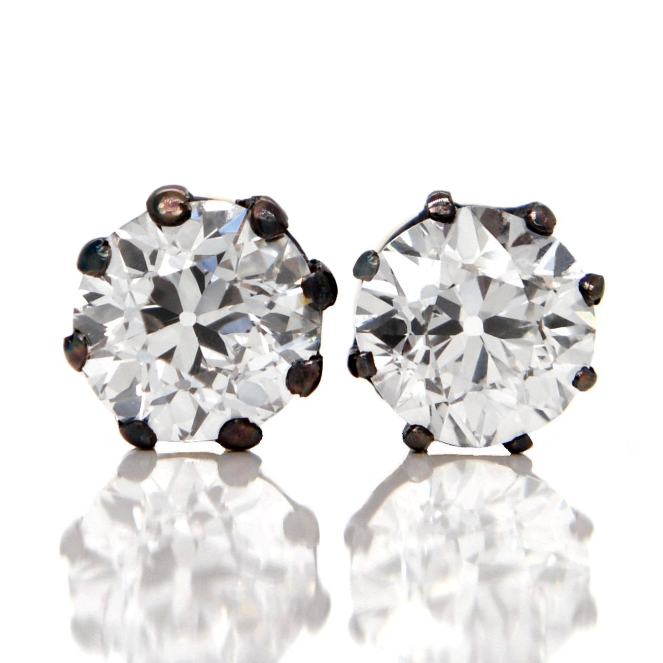 0.81 ct old European cut diamond studs