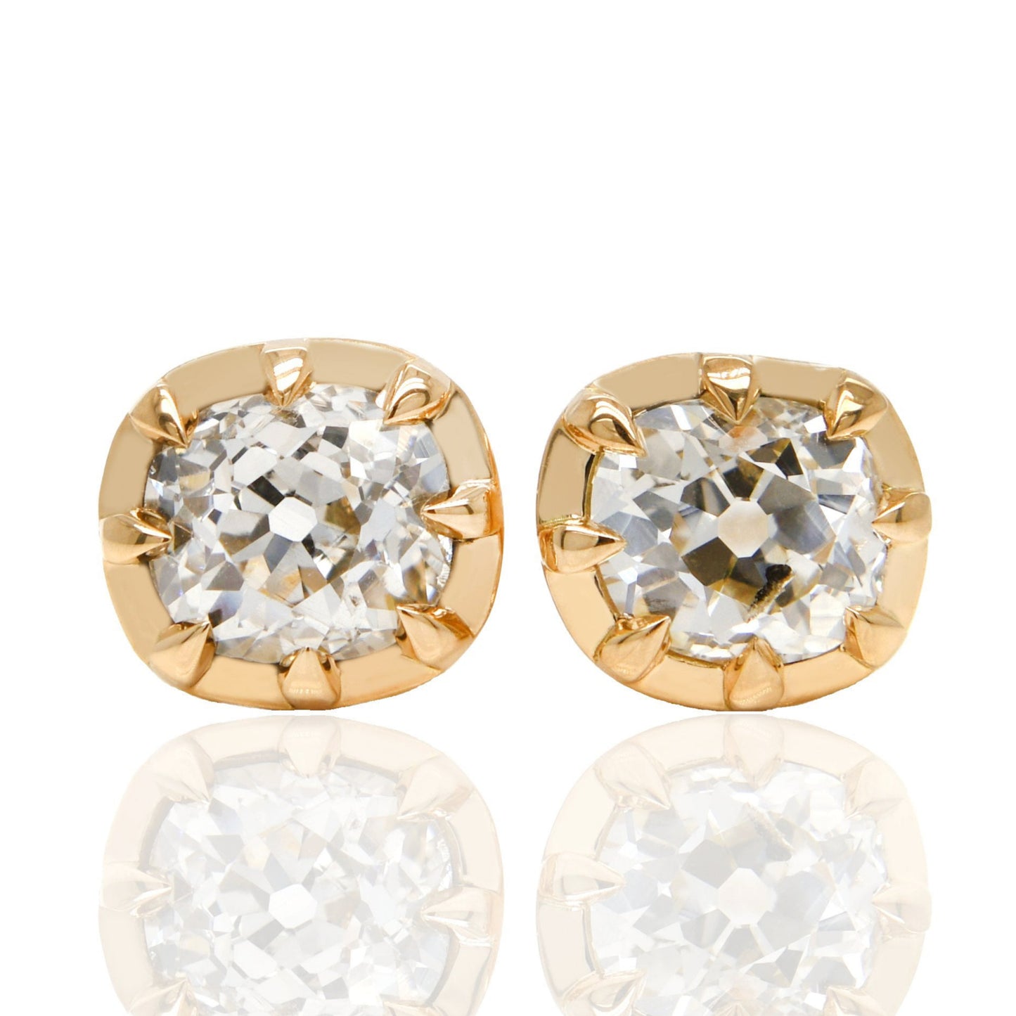 1.88 ct old mine cut diamond studs