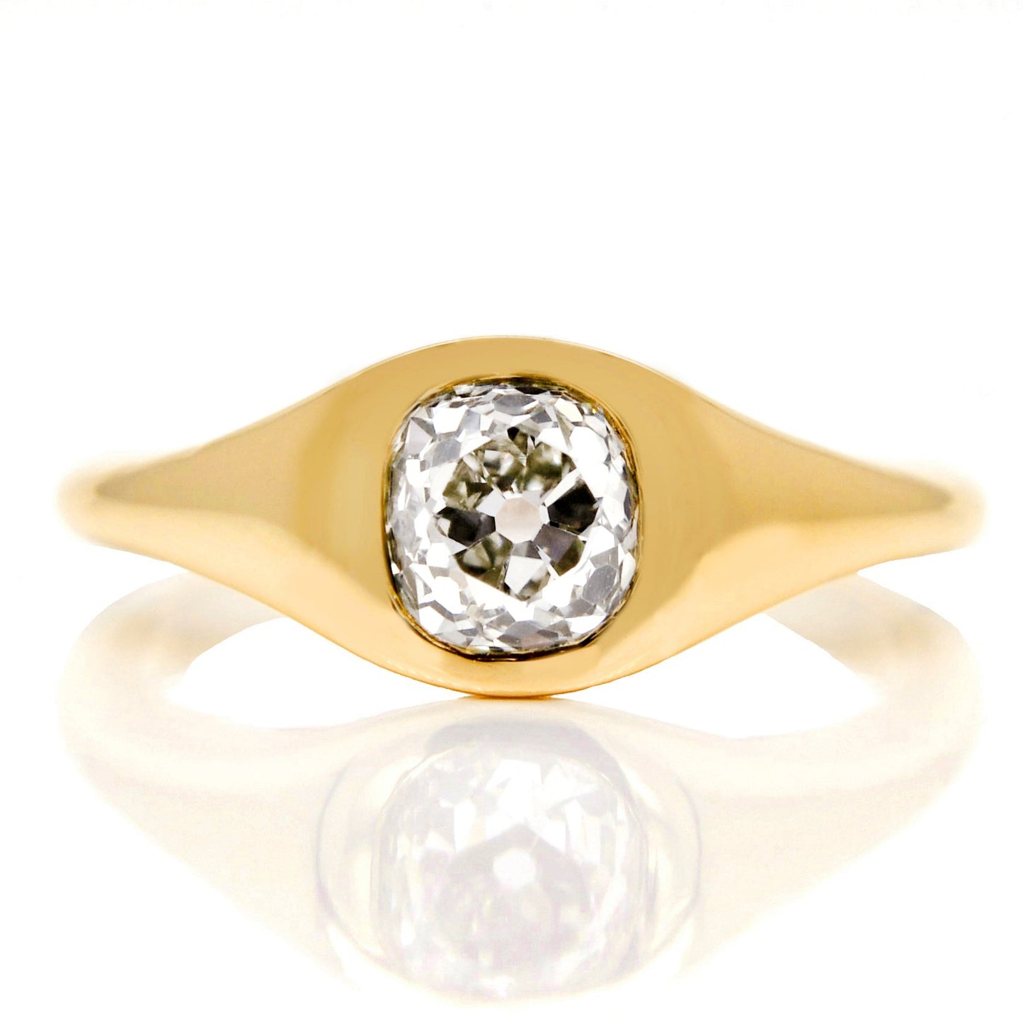 1.06 ct old mine cut diamond solitaire ring