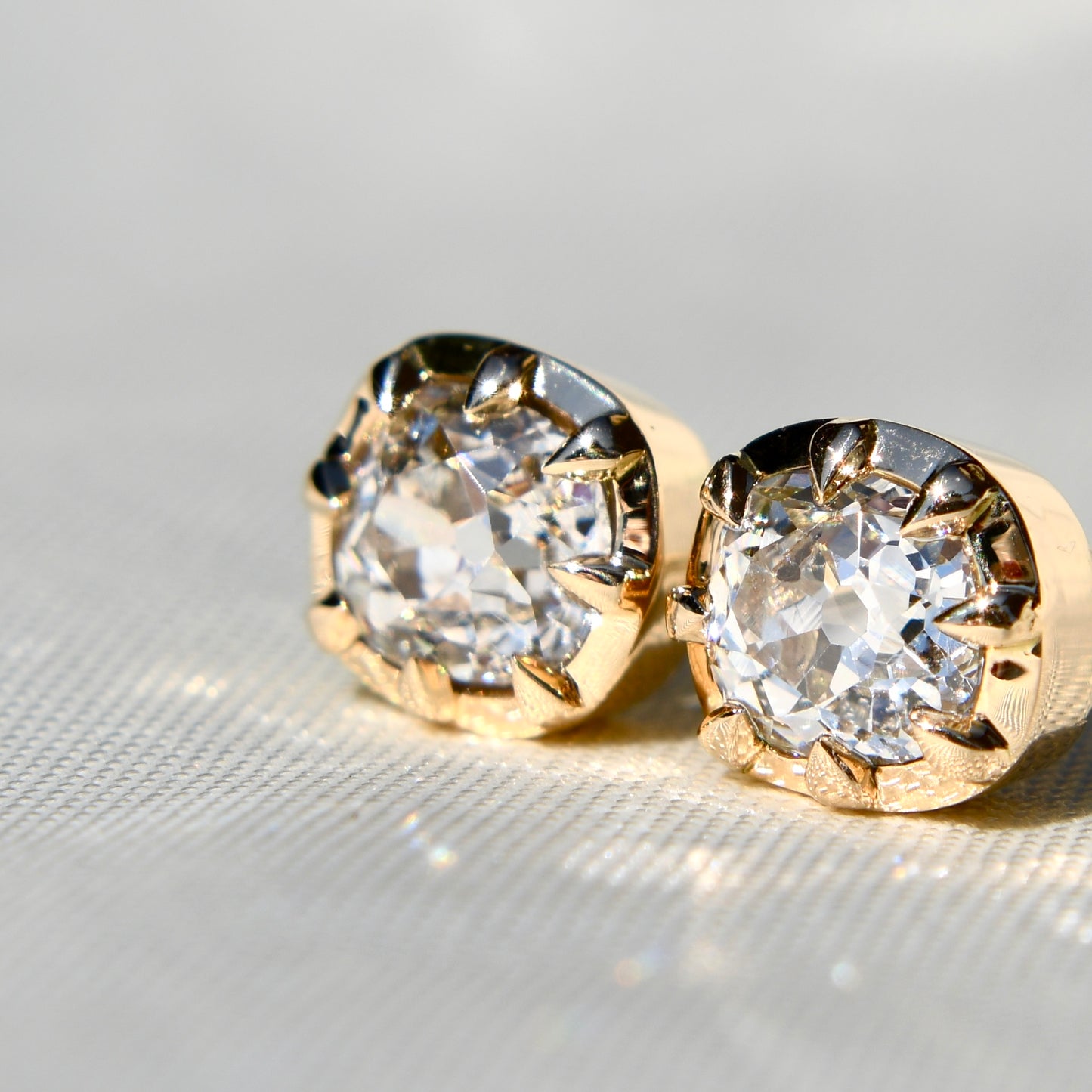 1.88 ct old mine cut diamond studs