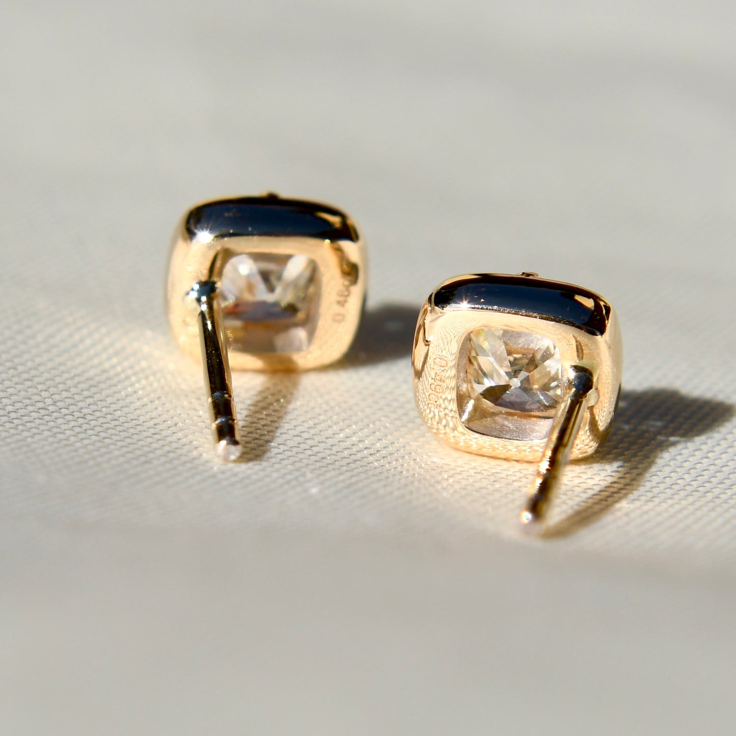 0.97 ct old mine cut diamond studs