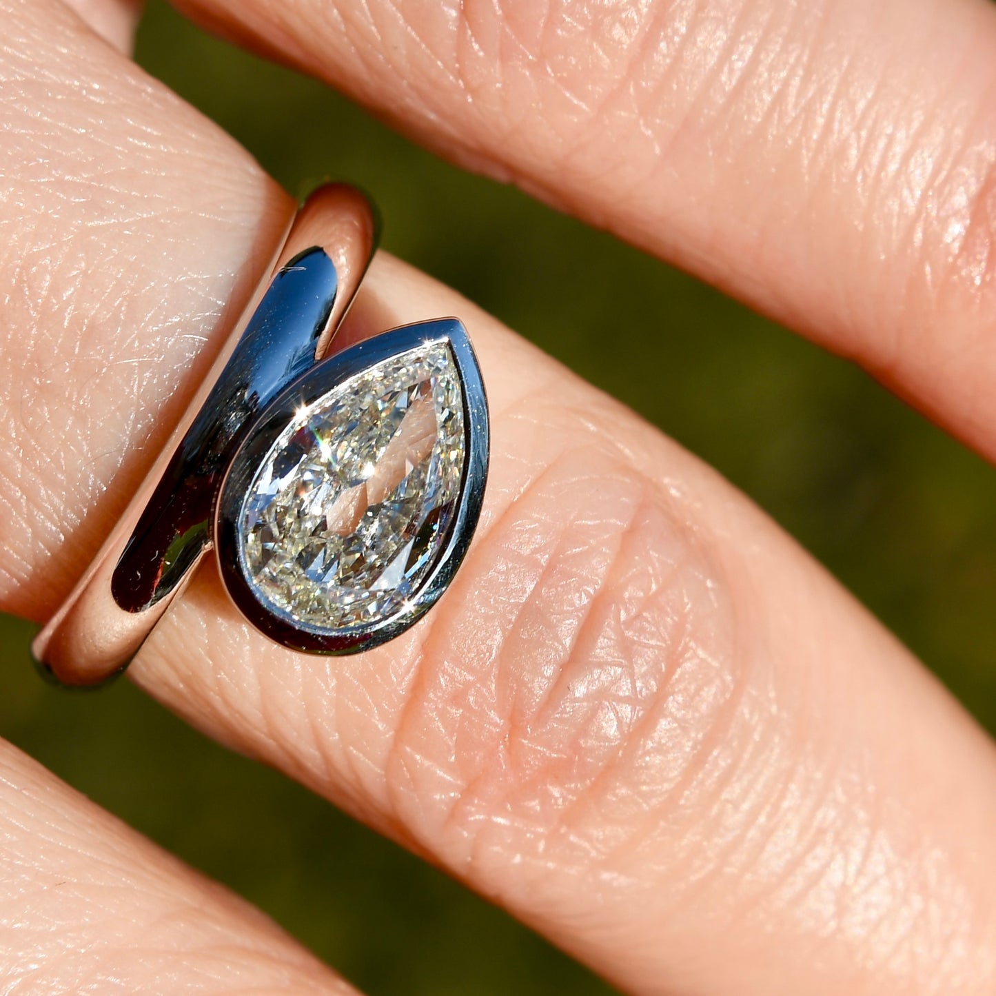1.11 ct pear cut diamond solitaire ring