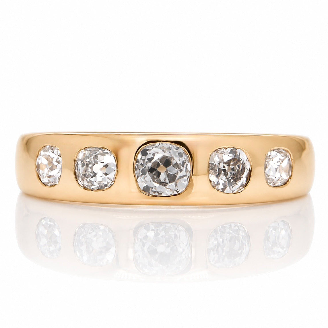(80/100) Bespoke for R - 1.07 ct old mine cut diamond five stone band ring