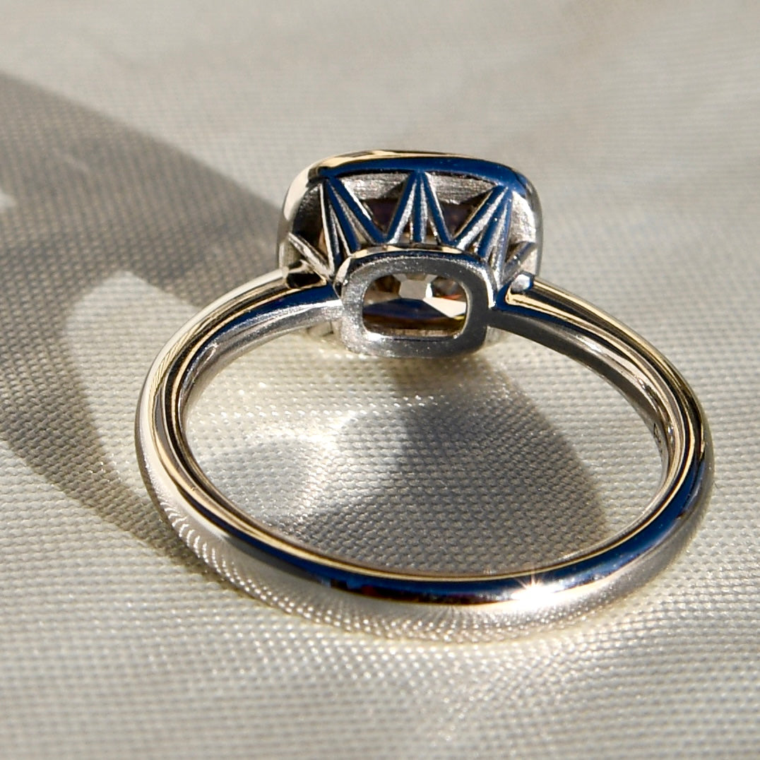 2.17 ct old mine cut diamond solitaire ring