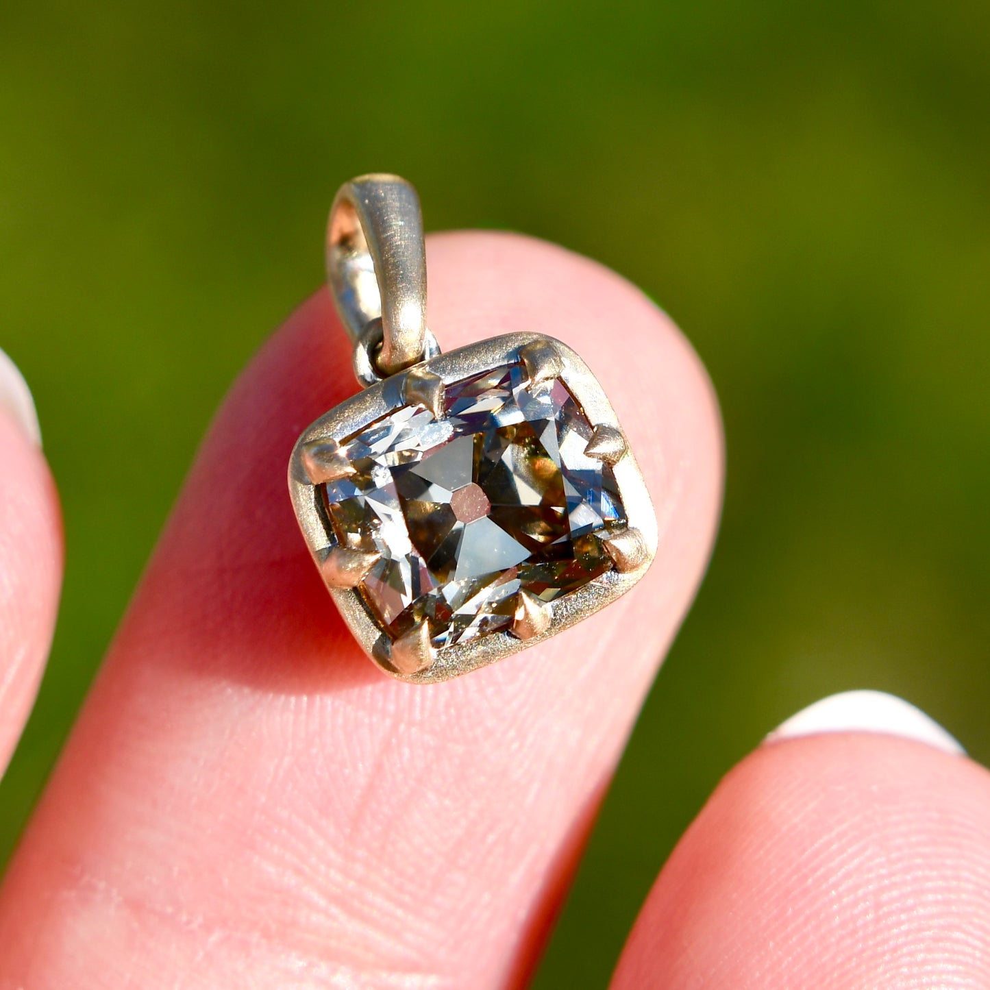 2.01 ct old mine cut diamond pendant