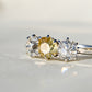 2.66 ct old mine cut diamond three stone ring