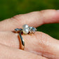 Antique 0.40 ct rose cut diamond and pearl tiara ring