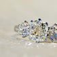 1.25 ct old mine cut diamond three stone ring