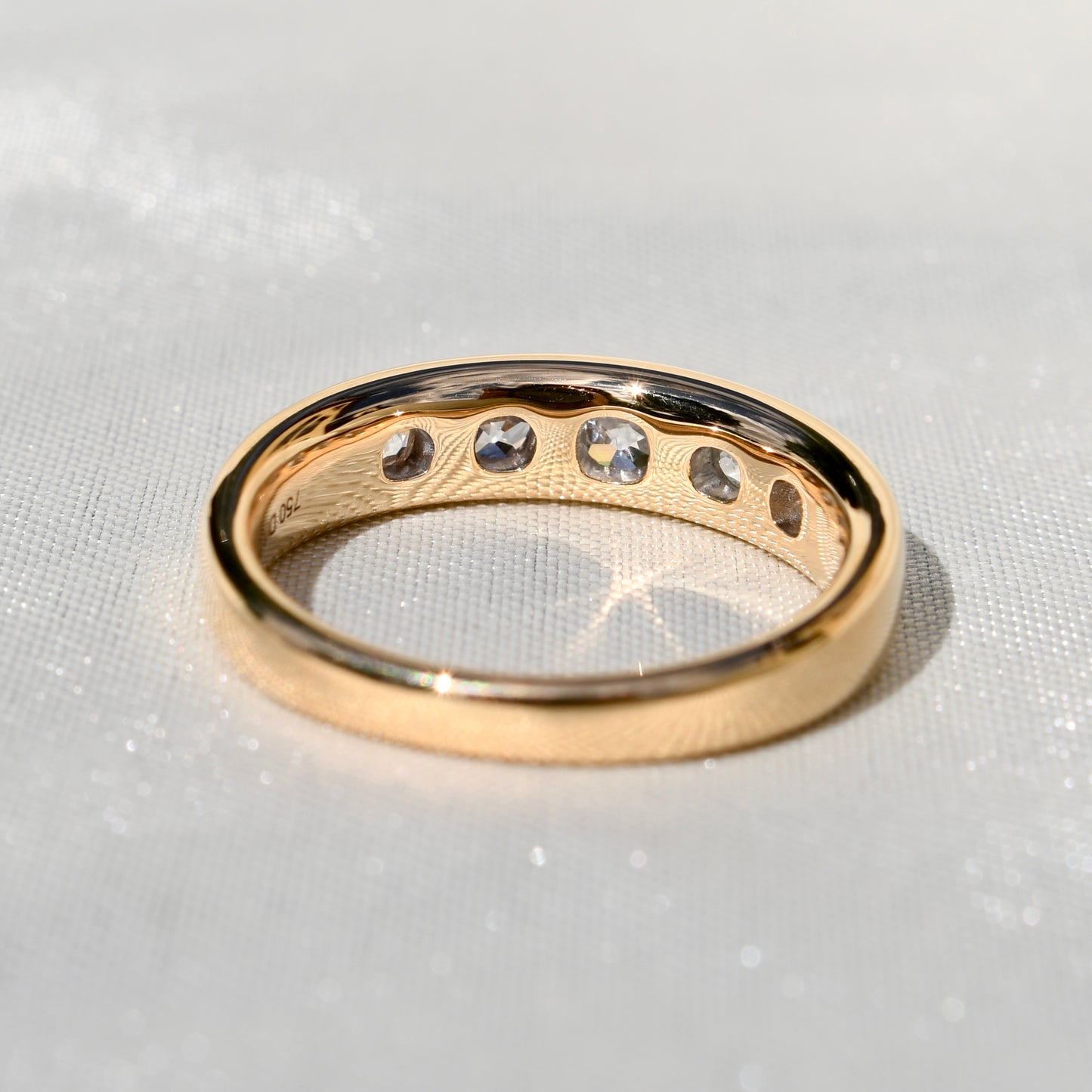 (80/100) Bespoke for R - 1.07 ct old mine cut diamond five stone band ring