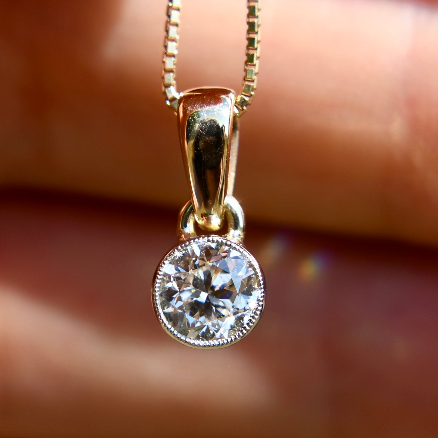 0.48 ct transitional cut diamond pendant