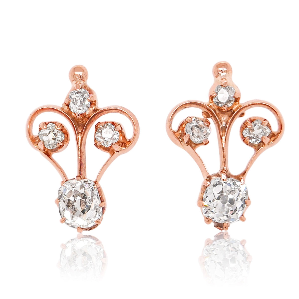 0.60 ct old mine cut diamond stud earrings