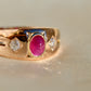 Installment 2/3 - Old mine cut diamond and ruby cabochon band ring