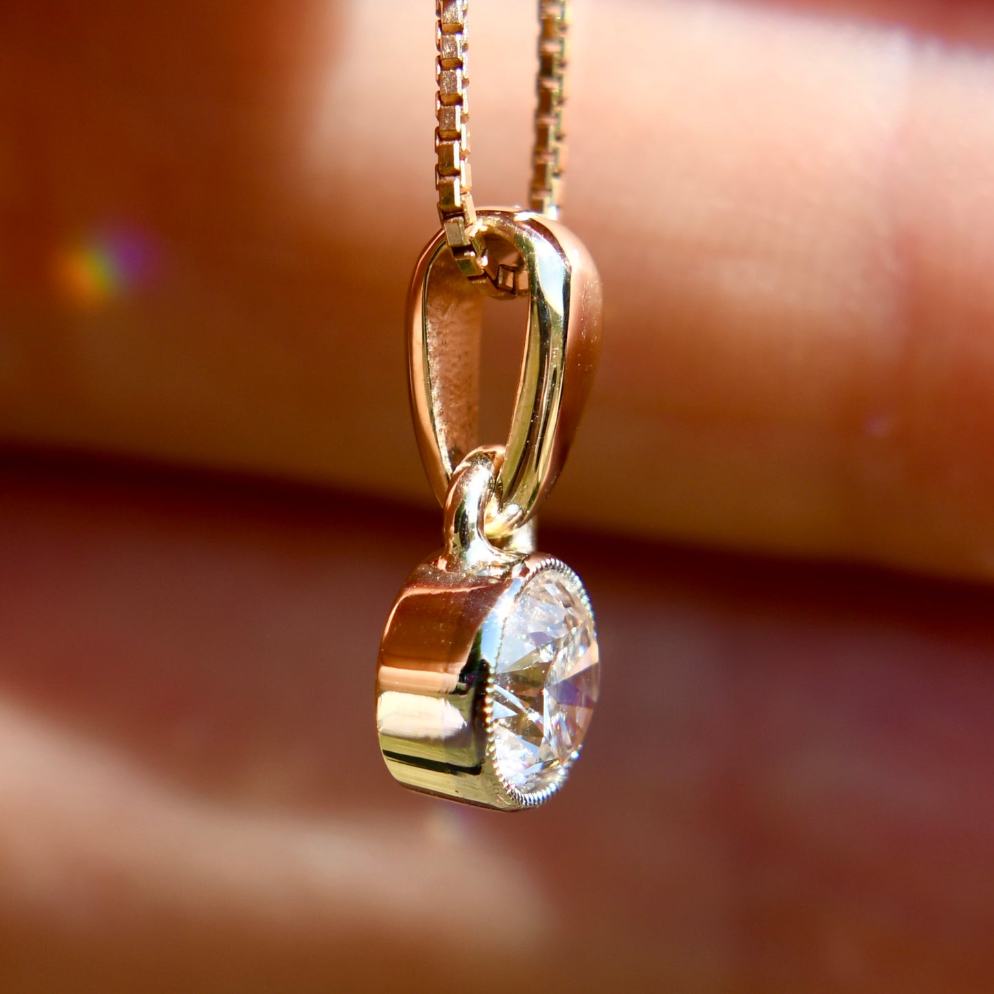 0.48 ct transitional cut diamond pendant