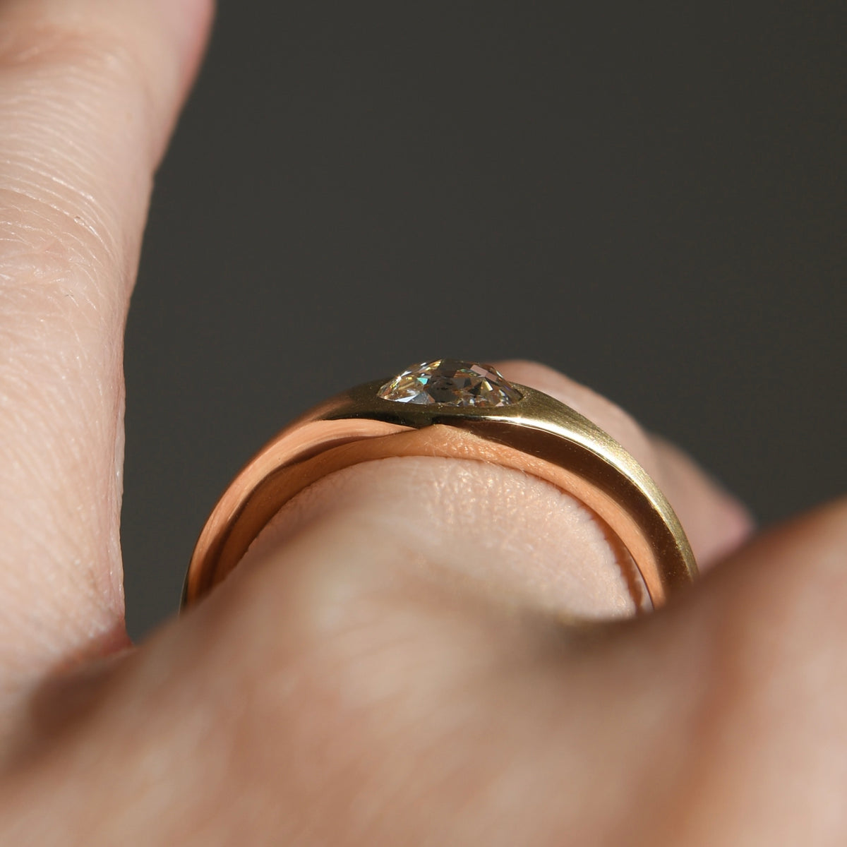 0.50 ct rose cut diamond solitaire band ring