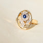 Sapphire and rose cut diamond tulip ring