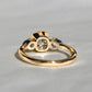 1.19 ct old mine and pear rose cut diamond three stone ring