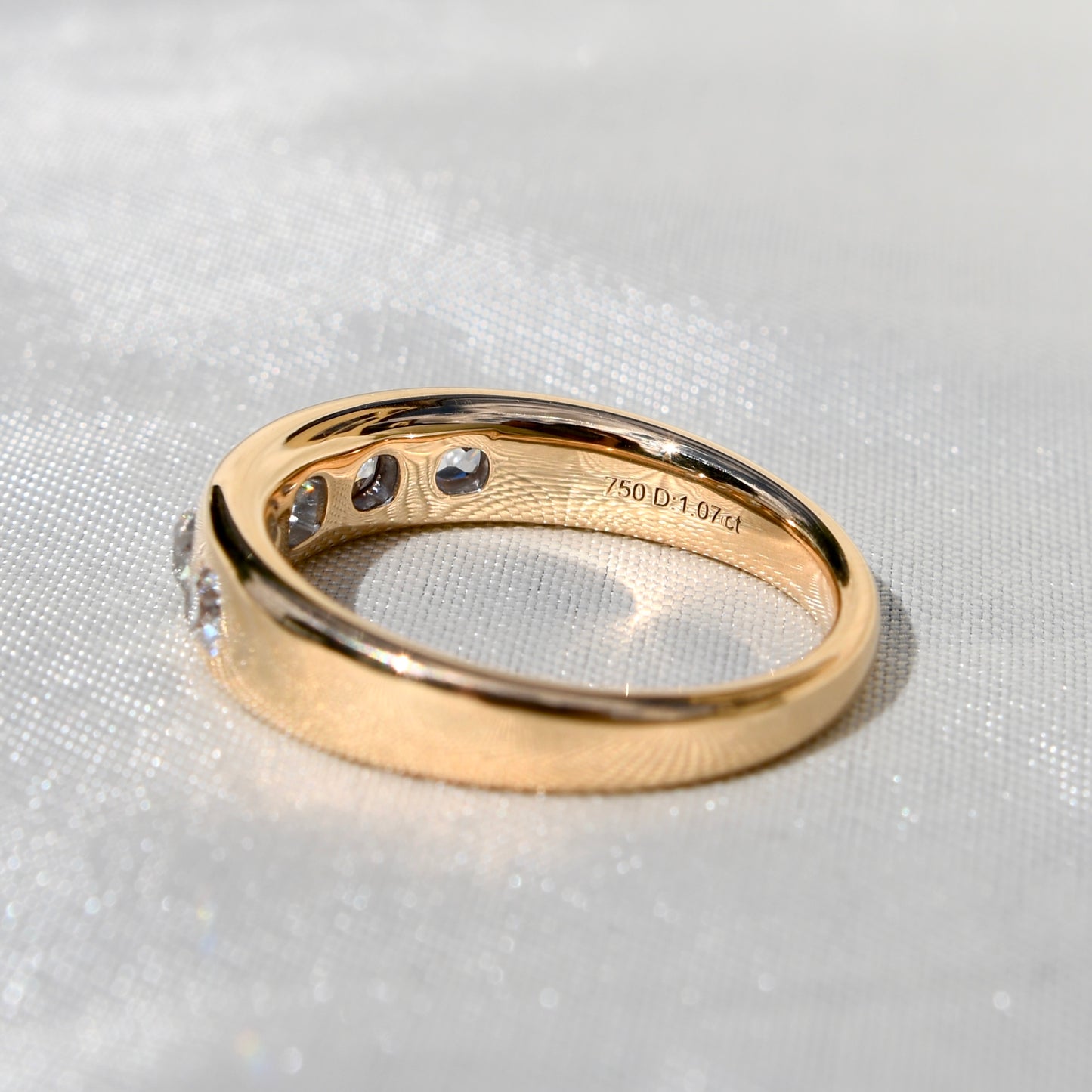 (80/100) Bespoke for R - 1.07 ct old mine cut diamond five stone band ring