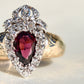 Antique Victorian crowned heart garnet and rose cut diamond ring