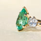 1.66 ct Colombian emerald and old mine cut diamond three stone ring