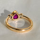 1.01 ct ruby and peruzzi cut diamond three stone ring