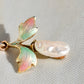 Art Nouveau freshwater pearl and enamel Gingko leaf pendant