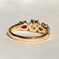 0.84 ct old European cut diamond and ruby three stone ring