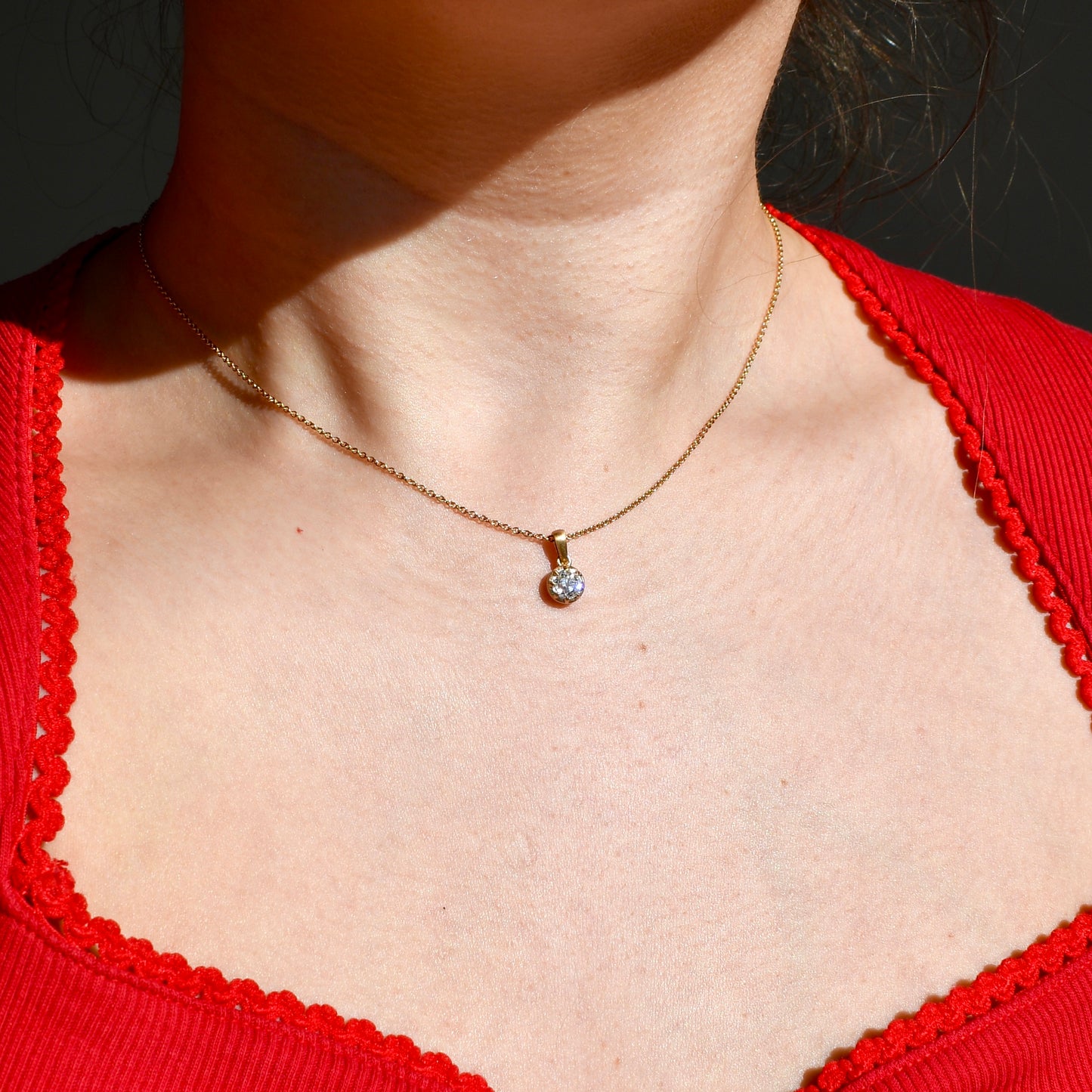 0.49 ct old mine cut diamond pendant