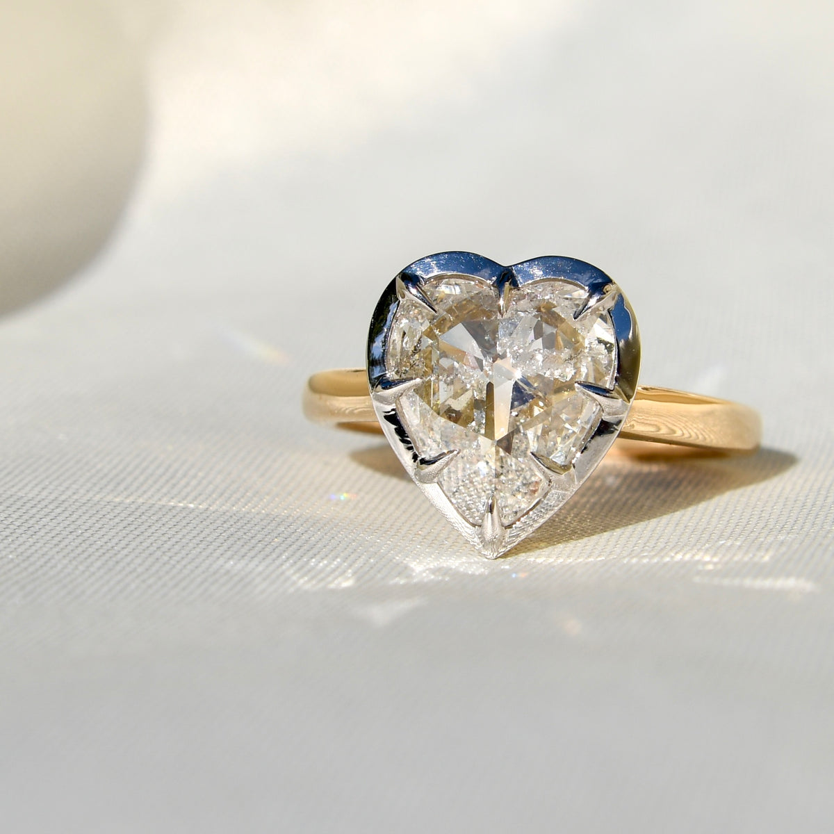 3.12 ct heart rose cut diamond solitaire ring