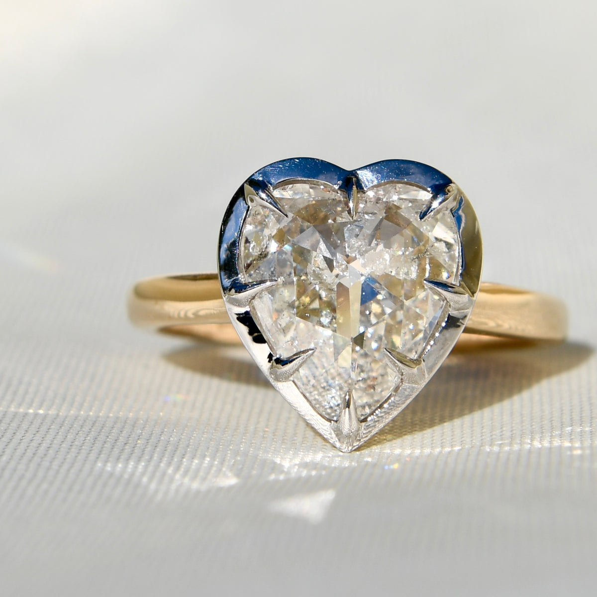 3.12 ct heart rose cut diamond solitaire ring
