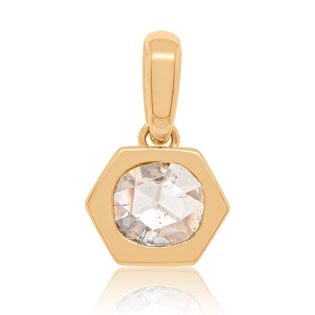 0.71 ct rose cut diamond hexagon pendant