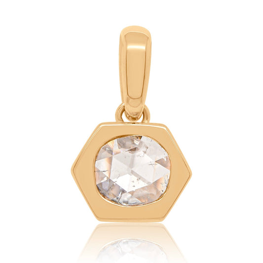 0.71 ct rose cut diamond hexagon pendant