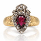 Antique Victorian crowned heart garnet and rose cut diamond ring
