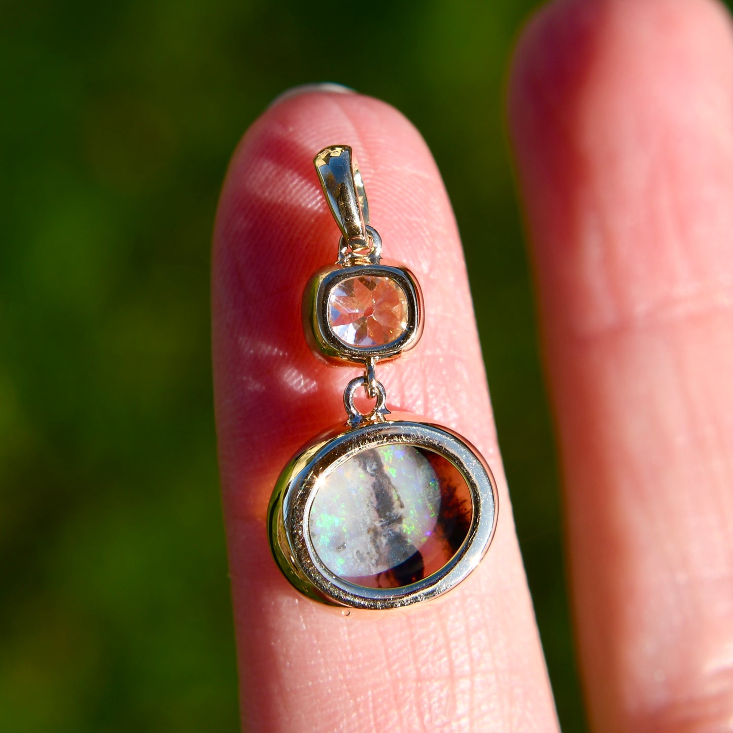 Installment 4/5 - Opal and old mine cut diamond pendant